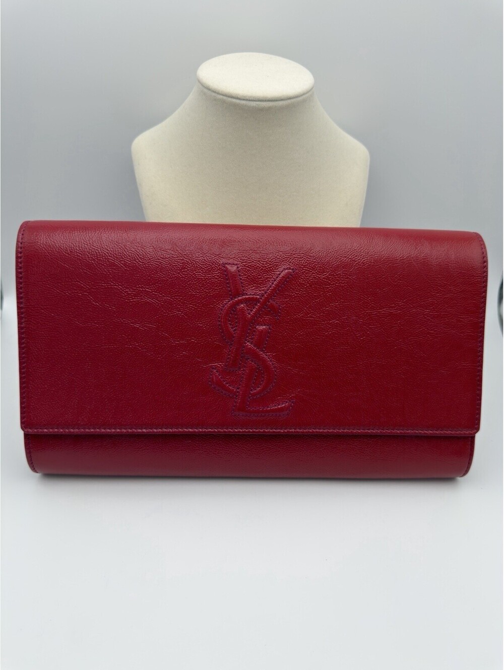 Large Yves Saint Laurent YSL Red Patent Belle Du Jour Clutch 203855 527411